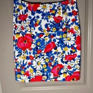Boden Bold Floral Pencil Mini Skirt US 12 Dopamine Dressing Poppy Daisy